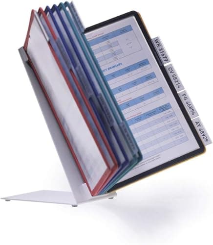 Image of Durable VARIO Display Panel Desk Unit - 10 Panel and Tab Reference System in Assorted Colours - For Storing and Displaying A4 Documents