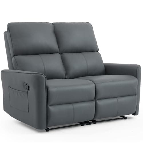 Image of More4Homes MADRID MANUAL RECLINER AIR LEATHER SOFA (Grey, 2 Seater)