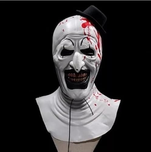 Image of SHYSBV Art The Clown Mask,Adult Terrifier Art the Clown Mask,Scary the Killer Clown Joker Masks,Halloween Cosplay Full Head Costume Props