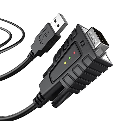 Image of DriverGenius SerialEdgeX Series | USB to Serial RS232 Adapter with 3 x Data LEDs for Industrial CNC Equipment Monitoring - USB2.0 to DB9 (9-Pin) Serial Cable Compatible with Windows 11/macOS 15