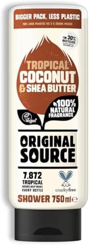 Image of Original Source Coconut and Shea Butter Shower Gel, 100 Percent Natural Fragrance, Vegan, Cruelty Free, Paraben Free, Large Bottle, 750 ml