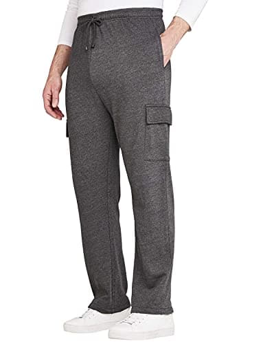 Image of Pegasus Men's Fleece Jog Pant with Cargo Pockets Soft and Comfortable Lounge Pants Charcoal 40W / 27L