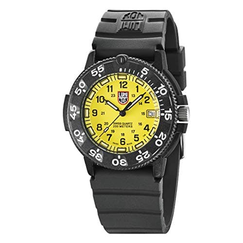 Image of LUMINOX Navy Seal Diver Watch for Men (XS.3005.F / 3000 Series) Swiss Made, Black Band Polycarbonate Case and Yellow Dial + 200 Metres Waterproof