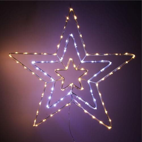 Image of Taylor & Brown Star Christmas Light Decoration 65cm | 150 LED Rope Light Silhouette with 8 Flashing Modes | Energy Efficient Mains Operated Window & Wall Xmas Decor