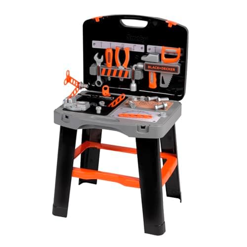 Image of Smoby - Black+Decker - Bricolo Smart Workbench - DIY Toy for Kids - 33 Accessories and Tools - Saw, Hammer, Screwdriver and Others - From 3 Years Old - Made in France