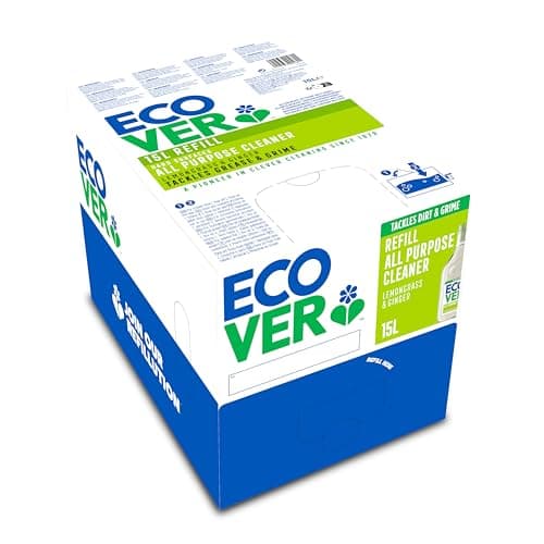 Image of Ecover All Purpose Cleaner Refill, Multi Action Surface Cleaner, Lemongrass & Ginger Scent, Pack of 1, 1 x 15L