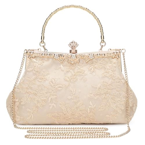 Image of BAIGIO 1920s Vintage Beaded Clutch Champagne Evening Bags for Women Formal Bridal Wedding Clutch Purse Prom Cocktail