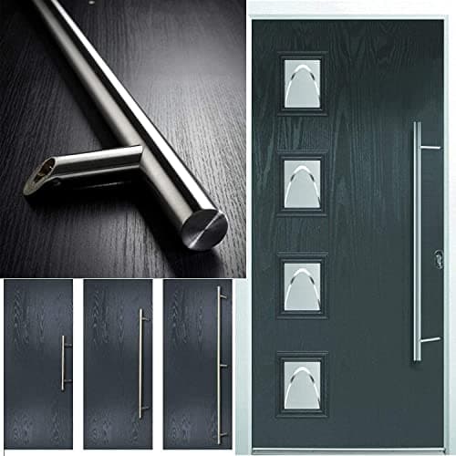 Image of Avocet 32mm Quality T Bar Door Pull Bar Handle Cranked 304 Stainless Steel with fixings (1100mm Back to Back (100mm Bolt))