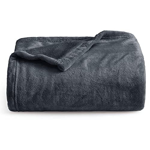 Image of Oxford Homeware Fleece Blanket Sofa Throw Cuddly Reversible Soft Throws for Bed, Couch, Settee, Travel Lightweight and Breathable Blanket fit All Season (Grey, Throw/Single)