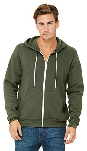 Image of Bella Canvas 3739 Unisex Poly-Cotton Fleece Full-Zip Hoodie Military Green 2XL