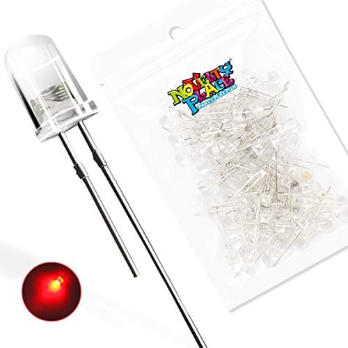 Image of NOVELTY PLACE 5mm Red LED Diode Lights, Pack of 100 Clear Transparent DC 3V 20mA Emitting Diodes LEDs Bulb for Home DIY Science Project Electronics Components Light