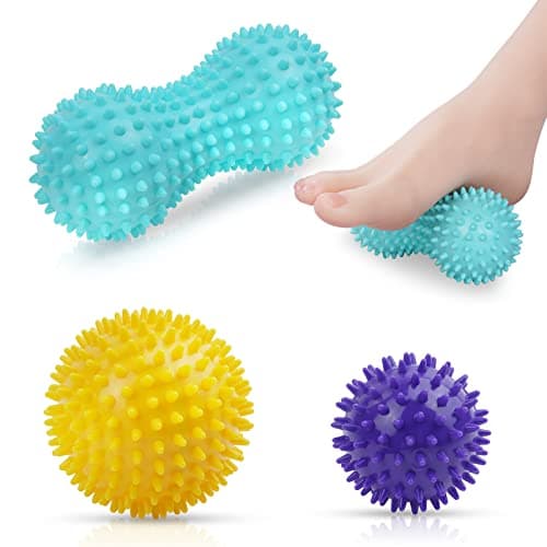 Image of URAQT Spiky Massage Ball, 3 Pack Hard Spiky Massage Ball Roller Set, Professional Physical Therapy Massage Balls for Myofascial Release, Trigger Point Deep Tissue Massage, Plantar Fasciitis Recovery