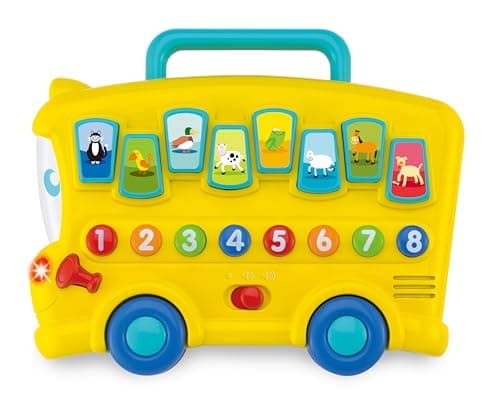 Image of winfun Animal Sounds Bus | Musical Pull Along Bus With Interactive Animal Sound Effect Buttons | Suitable For Boys And Girls Ages 6 Months And Up Multicolor 000676