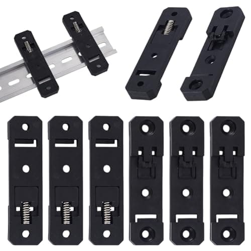 Image of AHANDMAKER 10Pcs DIN Rail Mounting Brackets, 76x20x8mm Rectangle Universal Mounting Supports Standard Nylon Industrial Electrical Clamps for Switches Circuit Breakers Solid State Relays, Black