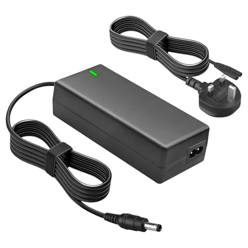 Image of 24V Power Supply Charger Compatible with Logitech G29 G920 G923 G27 G25 Racing Wheel, 3A AC Adapter Replacement for Xbox 360 GT Driving Force, Fujitsu Scanner fi-6130, LED Strip Lights (UK Plug)