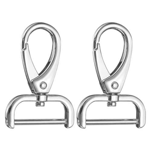 Image of sourcing map 2Pcs Detachable Snap Hook Swivel Clasp 1" D Ring with Swivel Lobster Claw Clasps Hook for Purse Strap Keychain Bag DIY Craft, Silver