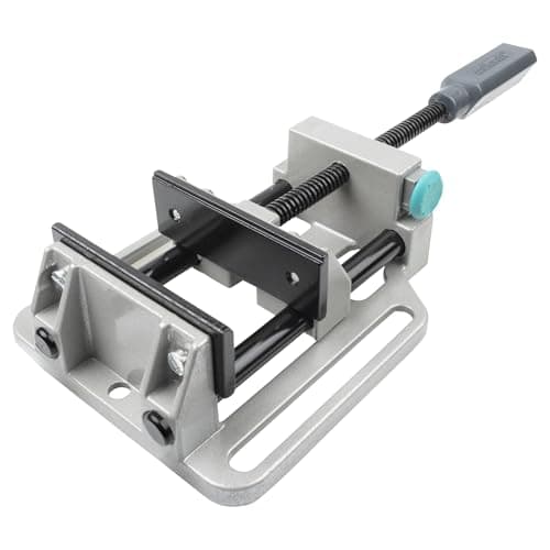 Image of wolfcraft Quick-Action Vice, 100 mm - with Quick Adjustment - Clamping jaw Professional with V-Slots - for Drill Stands and workbenches - Clamping Force 200 kg - 3410000