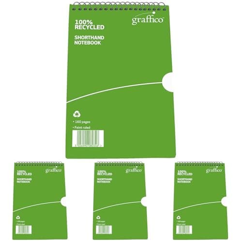 Image of GRAFFICO 203 x 127 mm Recycled Reporter Ruled 160 Pages Notebook (Pack of 4)