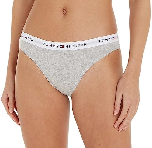 Image of Tommy Hilfiger Women’s Bikini Briefs Underwear, Grey (Light Grey Heather), M