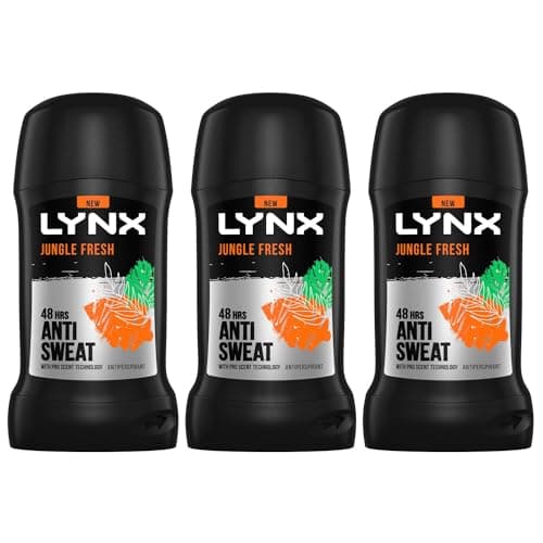 Image of Lynx Jungle Fresh Antiperspirant Deodorant Stick for Men 50ml Pack of 3 48H Sweat & Odour Protection Long Lasting Fresh Fragrance