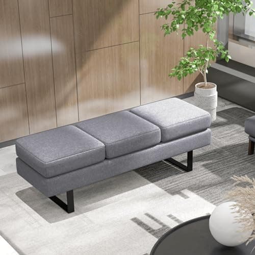 Image of CASART 3-Seater Reception Bench, Waiting Room Bench Chairs with Padded Seat, Upholstered Indoor Bench for Entryway Bedroom Office Salon