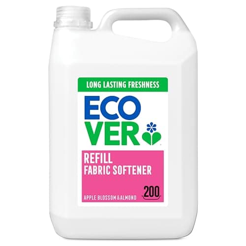 Image of Ecover Concentrated Fabric Softener Refill, Fabric Conditioner to Soften Your Clothes, Fresh Apple Blossom & Almond Scent 1 x 200 Washes, 1 x 5L
