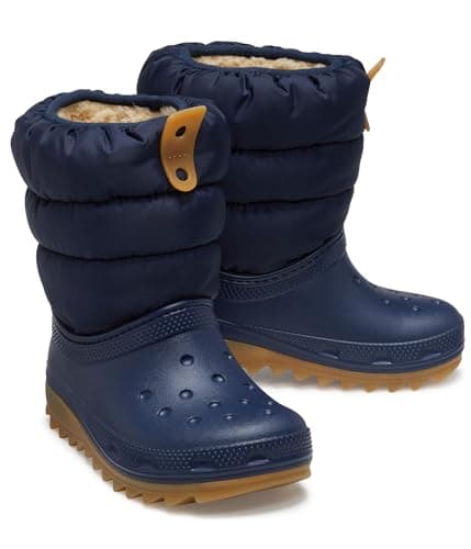 Image of Crocs Unisex Kids, Classic Neo Puff Boot K, Navy/Gum, 12 UK Child