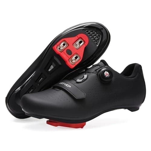 Image of ARTVEP Mens Cycling Shoes Womens,Mountain Road Bikes Shoes Compatible Installation SPD/SPDSL/Look Delta/KEO Cleats,Indoor Cycling Shoes Compatible with Peloton Bike Shoes All Black Size UK 11