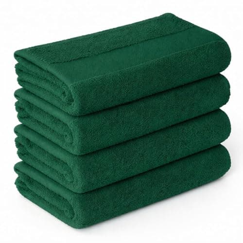 Image of Shokil Textile Egyptian Hand Towel For Bathroom 50x100 cm | Fade Resistant 100% Cotton | Highly Absorbent and Soft Towels for Bathroom, Hotel, Salon & Gym Use (Forest-Green) | Pack of 4