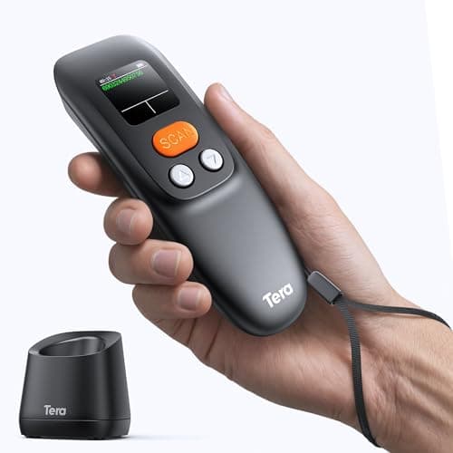 Image of Tera Barcode Scanner Mini Wireless: 1.4" Large Screen Portable Handheld Bar Code Reader with Charging Cradle 1200mAh Battery 1D 2D QR Bluetooth 2.4G Wireless & USB Wired for Retail Warehouse 1600