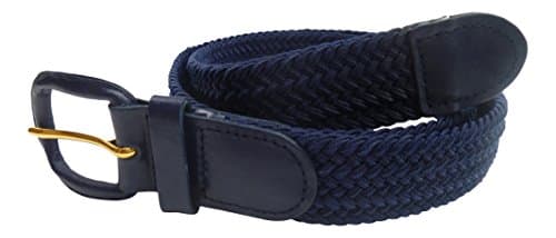 Image of Streeze 30mm Mens Stretch Belt in 6 Sizes Elastic Fabric Woven Braided Stretch Webbed Belt with Leather Buckle (Medium, Navy)