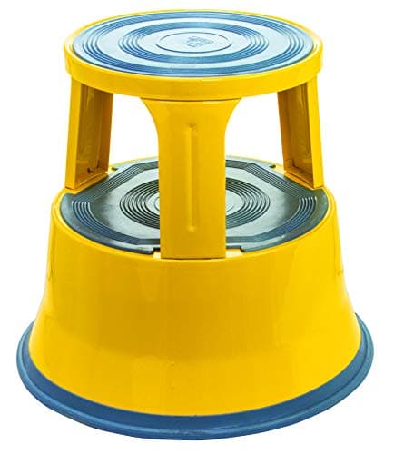 Image of Steel Kick Step - Yellow - GS approved - 400mm high - Spring loaded castors