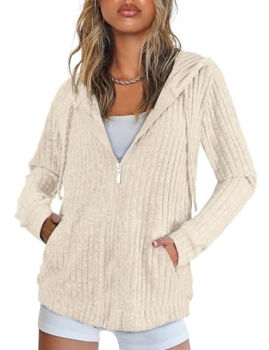 Image of Flikity Womens Cardigans Size 18-20 Ladies Zip Up Hoodies Jackets for Women UK Knitted Tunic Blouses Womens Long Sleeve Tops with Pockets Women Autumn Clothes XL