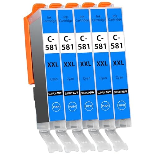 Image of Supply Guy 581XXL Ink Cartridges Cyan compatible with Canon CLI-581 XXL for Pixma TS705 TS705a TS6350 TS6350a TS6351 TS6351a TS6300 TR8550 TS9550 Multipack 5 Printer Cartridges 581 XXL