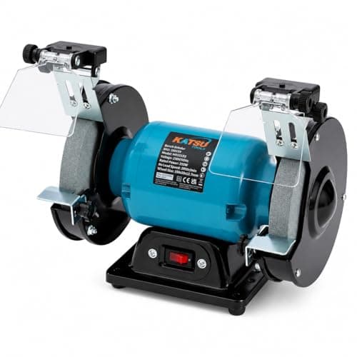 Image of KATSU Tools Bench Grinder 250W 150mm 6 Inch Coarse & Fine Grinding Wheel Sander Polisher for Grinding, Sharpening & Metal Polishing, LED Work Light, Model 100195