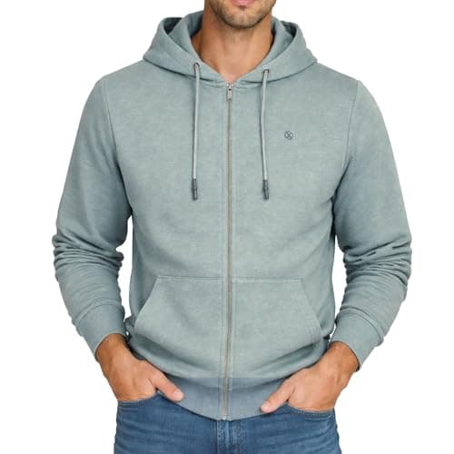 Image of Xact Men's Hooded Sweatshirt – Full Zip Hoodie, Soft Midweight Fleece-back, Cotton Blend, Regular Fit, Gym & Casual Wear (Cool Grey) S