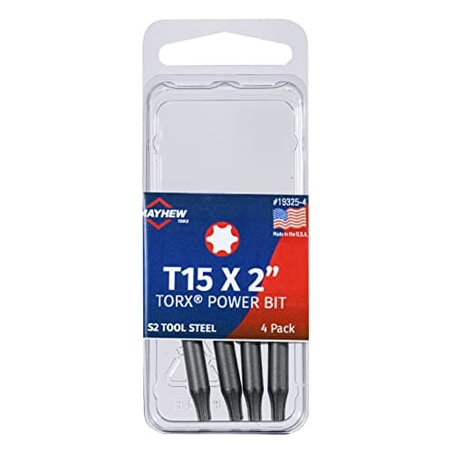 Image of Mayhew Tools 19325-4 USA Torx Power Bit, T15 x 2", 4-Pack