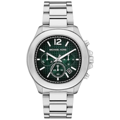 Image of Michael Kors Sage Watch for Men, 44mm Quartz Chronograph Movement with Stainless Steel Strap, Silver Tone Set, 44 mm