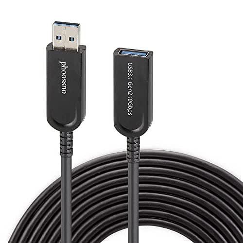 Image of phoossno USB 3.1 Extension Cable Active Optical USB 10Gbps 30m Compatible with Microsoft Azure Logitech Camera Xbox Touch Screen Kinect Keyboard Mouse Intel RealSense
