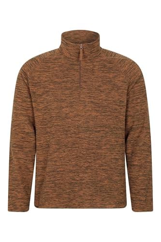Image of Mountain Warehouse Snowdon Mens Micro Fleece Top - Breathable Antipill, Half Zip Collar Sweater, Quick Drying Smooth Pullover - For Spring Summer & Outdoors Burnt Orange 2XL