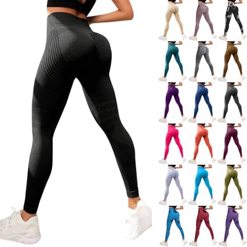 Image of SLNLUYK Anti Cellulite Compression 3D Leggings for Women UK high Waisted Bum Lift Tummy Control Seamless with Resistance Band Body Sculpting Running Workout Gym czy Yoga Pants A Black