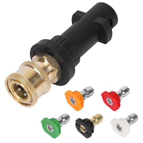 Image of YUET Pressure Washer Adapter Accessories for Karcher K2 K3 K4 K5 K6 K7 Kärcher Handgun,1/4'' Quick Connect Female Fitting,with 5 Power Nozzle Tips Multiple Degrees, 2.5 GPM 3000 PSI