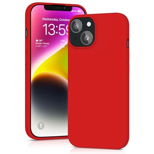 Image of YATWIN Silicone Case for iPhone 14 Plus, Soft-Touch, Shockproof, DustProof, Antiskid Full Body Armour Phone Cover for Apple iPhone 14 Plus - Red