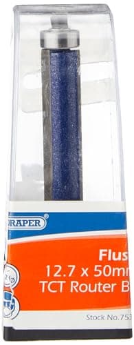 Image of Draper 75352 1/2-inch Flush 12.7 x 50mm Tungsten Carbide Tip Router Bit