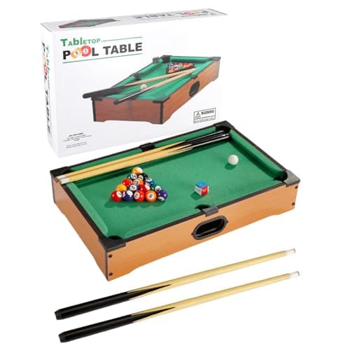 Image of Mini Pool Table Top, Mini Table Pool Game for Kids & Adults, Mini Snooker Table with 16 Balls, 2 Cues, Chalk and Triangle, Family Games, Camping Parties, Gift for Boys and Girls