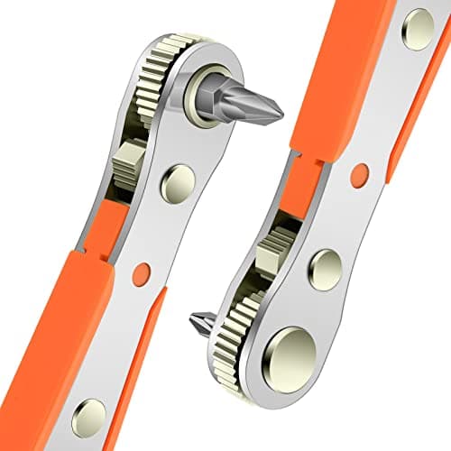 Image of OSDUE Mini Ratchet Wrench, Right Angle Phillips Magnetic Screwdriver for Awkward Spaces, with 1/4 Inch Drive High Torque Offset Reversible Mini Ratcheting Offset Screwdriver,4.5 Inch