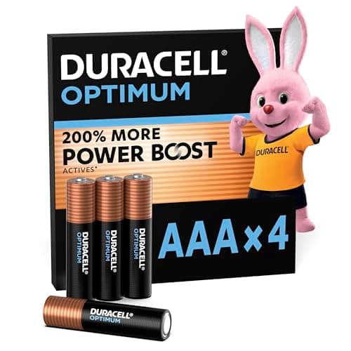 Image of DURACELL Optimum AAA Batteries (4 Pack) – Alkaline Batteries 1.5V – 200% More Power Boost Actives – Meets Demands Of Modern Devices – 100% Recyclable, 0% Plastic Packaging – MX2400