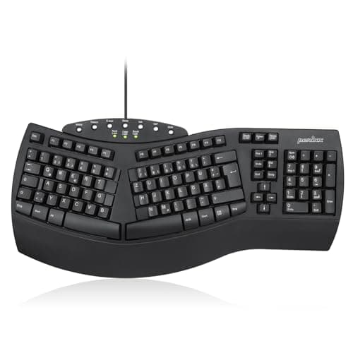 Image of Perixx PERIBOARD-512 Ergonomic Keyboard - Shared Keyboard - USB - Recommended for Tennis Arms - QWERTZ German Layout - Black
