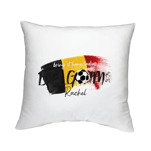 Image of Shopagift Personalised Bring it Home Belgium Football 2025 Cushion Cover Bedroom Lounge Accessory - 40cm x 40cm