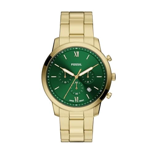 Image of Fossil Neutra Watch for Men, Quartz Chronograph Movement with Stainless Steel Strap,Gold and Mint Green